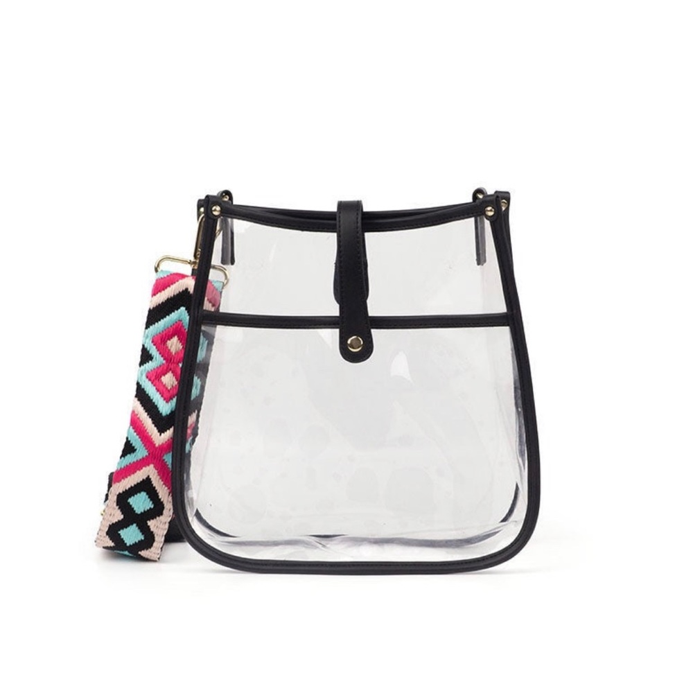 Brand New!!! Clear PVC Courier Tote with Leopard Print Strap.